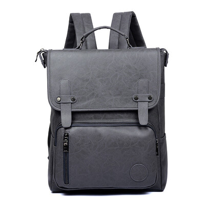 

PU Leather Business Backpack Mens Slim Dual Handcrafted Fashion Laptop Rucksack Casual Travel Large School College Daybag