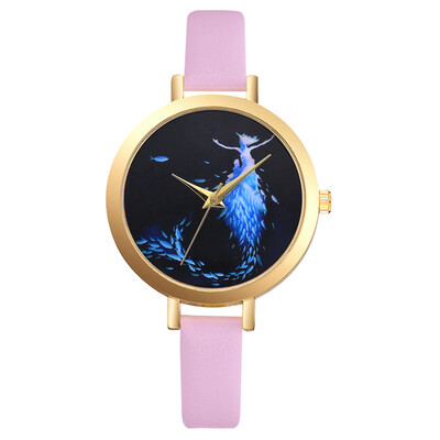 

Womens Watches Simple Creative Disc Ladies Quartz Movement Wristwatch Solid Color Leather Strap Clock Casual Montre Femme