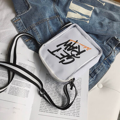 

Tailored Women Canvas Casual Messenger Bag Female Wild Letter Shoulder Small Square Bag