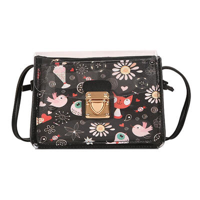 

2pcsset Clear Shoulder Handbags Women Cartoon Print Purse Crossbody Bags