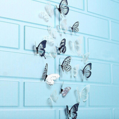 

36 Pcs 3D Black White Butterfly Sticker Art Wall Decal Mural Home Decoration