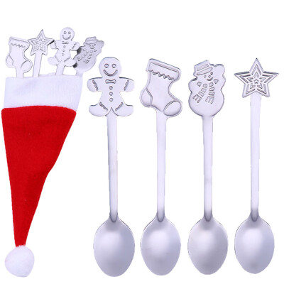 

Toponeto 4PCS Christmas Colorful Spoon Handle Spoons Flatware Ice Cream Drinking Tools BK