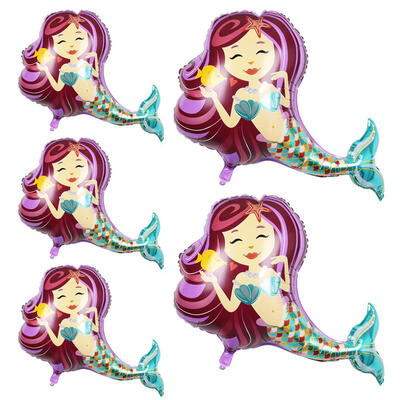 

1pc5pcs Aluminum Film Balloon Mermaid Pattern Balloon for Festival Decor