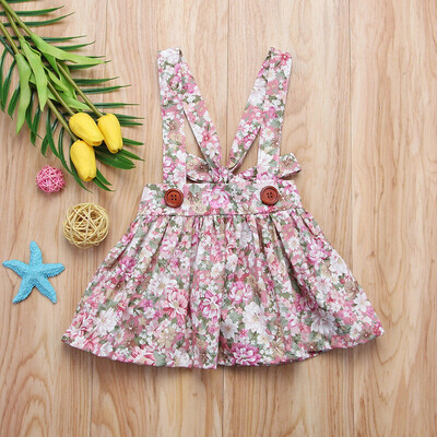

Newborn Toddler Baby Girls Kid Floral Party Princess Bib Brace Skirt Overalls Strap Dress Casual Outfits