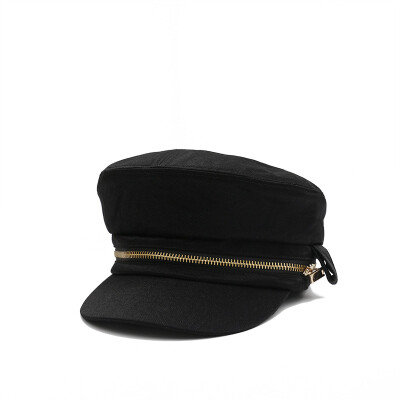 

New personality zipper Navy Hat ladies literary retro berets casual Joker flat cap mens tide