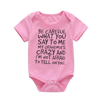 

Newborn Baby Short Sleeve Basic Rompers Cute Letters Print Cotton Jumpsuit