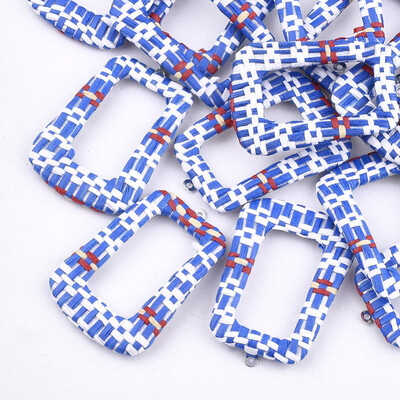 

Handmade Raffia Woven Pendants with Iron & Aluminum Findings Trapezoid Platinum RoyalBlue 44x305x4mm Hole 14mm