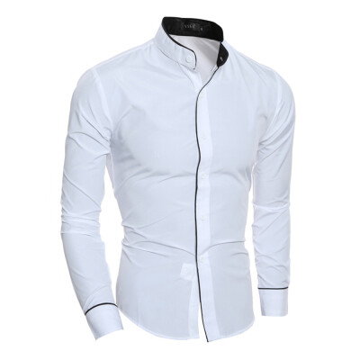 

New Personality Striped Casual Collar Men\s Slim Long-Sleeved Shirt