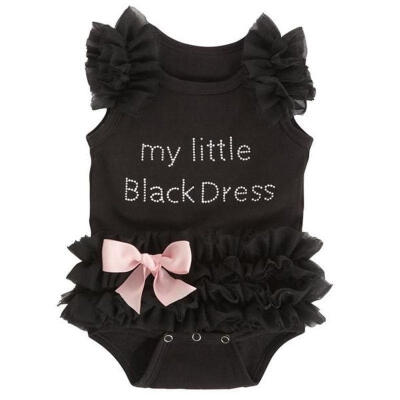 

Kids Baby Girls Embroidered My Little Black Dress Bodysuit Romper Jumpsuit 0-18M