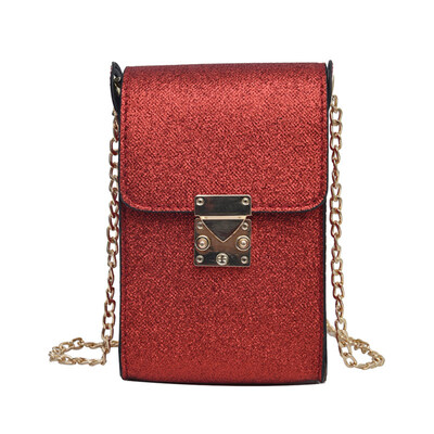 

Fashion Women Solid Color Faux Leather Crossbody Shoulder Bag Phone Holder Pouch