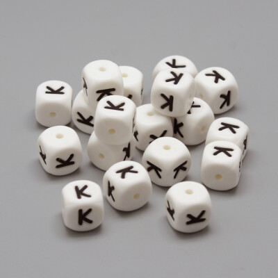 

Food Grade Environmental Silicone Beads Chewing Beads For Teethers DIY Nursing Necklaces Making Letter Style Cube White 12x1