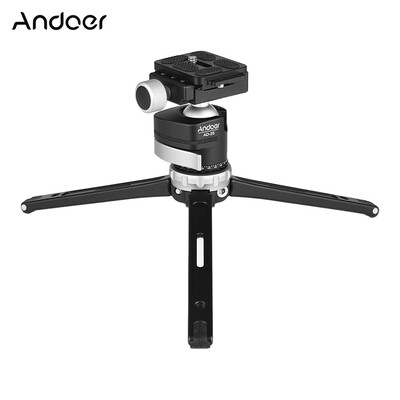 

Andoer Table Desktop Mini Travel Tripod with Panoramic Ball Head Quick Release Plate 360° Rotating Photographic Bracket Holder for