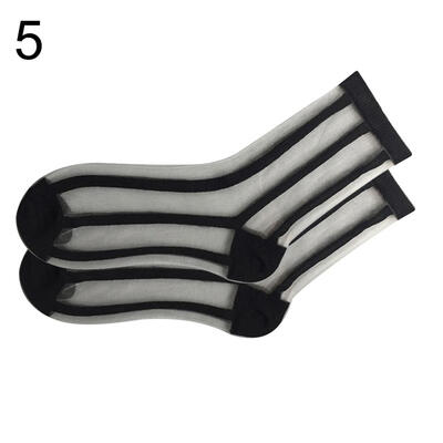 

Striped Heart Dots Bow Women Summer Ultra Thin Transparent Over Ankle Socks