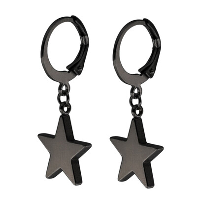 

2PCS Punk Black Sliver Gold Star Pendant Ear Stud Earrings Ear Clip UK