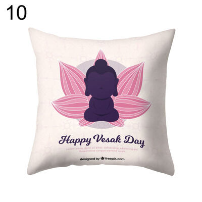 

Cartoon Buddha Lotus Pillow Case Waist Throw Cushion Cover Car Office Home Decor