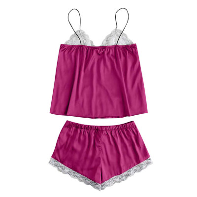 

Toponeto Fashion Girls Cute Lace Embroidered Silk Underwear And Shorts Pajama Set