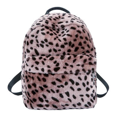 

Leopard Print Casual Women Fleece Backpack Girls Travel Shoulder Schoolbags