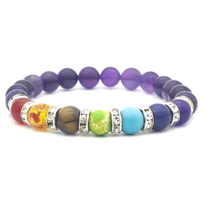 

Chakra Bracelet Black Lava Rock Beads Healing Bracelets Bangles For Unisex Women Men Yoga Jewelry