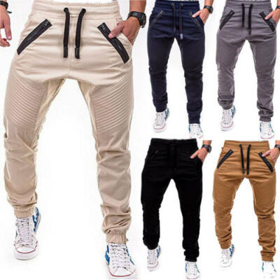 

Mens Slim Fit Urban Straight Leg Trousers Casual Pencil Jogger Cargo Pants