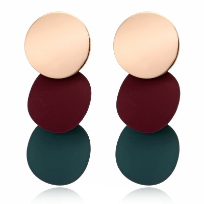 

Fashion Round Earrings for Women Spray Geometric Metal Statement Brincos Big Leaf Flower Earrings Fashion Party Jewelry Gift