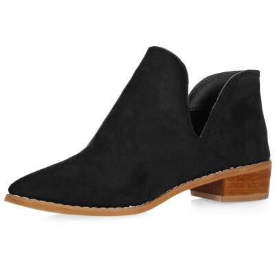 

Trendy Pointed Toe Chunky Heel Slip-on Suede Women Shoes