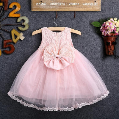 

Summer Flower Baby Girls Wedding Formal Party Big Bow Princess Dress Lace Layers