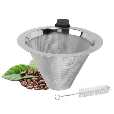 

Stainless Steel Mesh Pour Over Cone Coffee Dripper Funnel Filter Tea Strainer Silicone Grip Discoffee filter brush