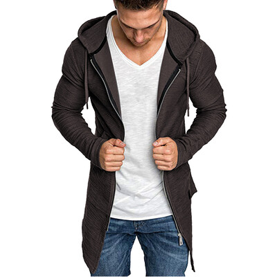 

Toponeto Men Splicing Hooded Solid Trench Coat Jacket Cardigan Long Sleeve Outwear Blouse
