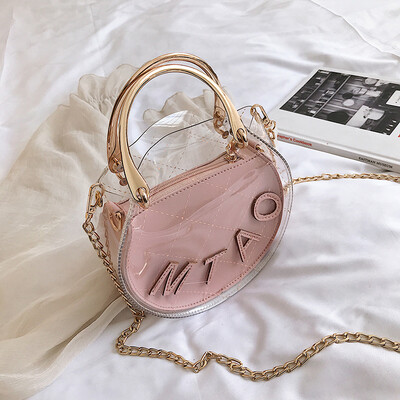

Ins spring&summer new net red transparent jelly bag womens new 2019 hand bill of lading shoulder bag chain messenger bag