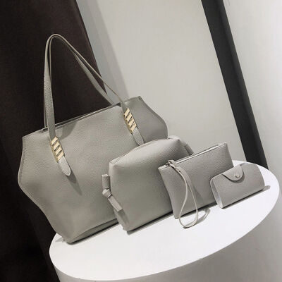 

2018 New Style Fashion 4 Pieces Set Women Lady PU Leather Shoulder Bag Handbag Satchel Clutch Composite Bags