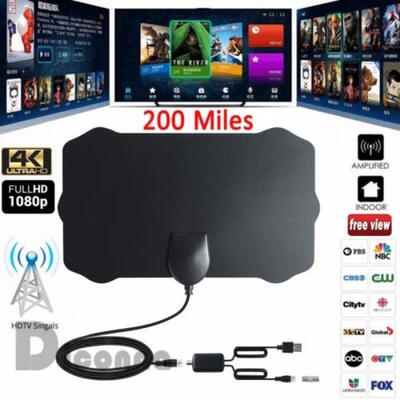 

Antenna TV Digital HD 200 Mile Range Skywire TV Indoor 1080P 4K 28dB Coax Cables