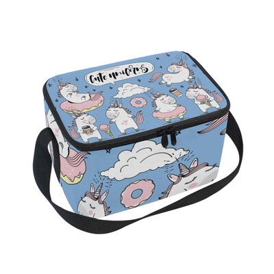 

ALAZA Lunch Box Insulated Lunch Bag Large Cooler Cute Unicorns Collection Tote Bag