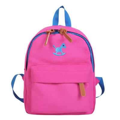 

Cute Kids Boys Girls Wood Horse Printed Backpacks Canvas Small Schoolbags
