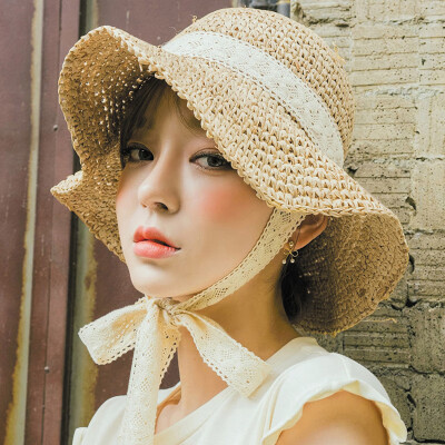 

Fashion Women Foldable Straw Hat Raw Wide Brim Travelling Beach Fisherman Bonnie chapeau