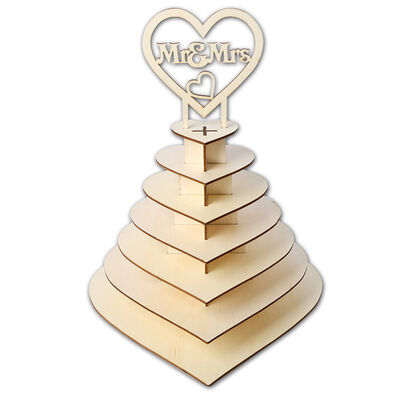 

7 Tier Heart Shape Mr & Mrs Wooden Chocolates Cupcake Holder Pyramid Tower DIY Wedding Party Display Stand Wedding Decoration