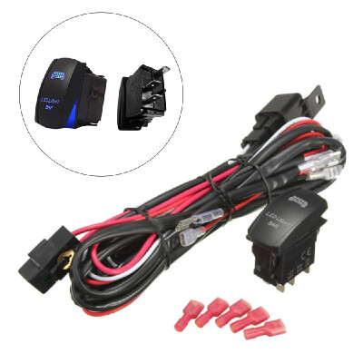 

Universal LED Work Light Bar Laser Rocker Switch Wiring Harness Kit Relay Fuse for Cars Truck Motorcycle Boat 12-24V