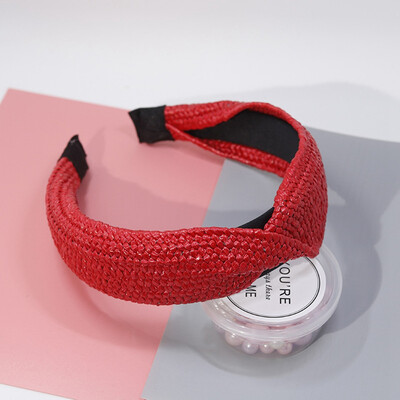 

New Fashion Vintage Bow Knot Cross Hand-Woven Imitate Raffia Holiday Headband Headwear Accessories