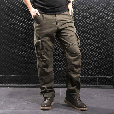 

SQSI mens summer trousers loose casual pants loose tight waist multi-pocket pants thin section 4884