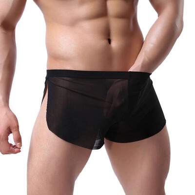 

Men Boxer Briefs Sexy Low Waist Large Bulge Pouch Seamless Unuderpant Ultra-thin