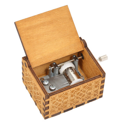 

Vintage Wooden Theme Song Music Box Hand-operated Carved Engraving Music Case Creative Holiday Birthday Gifts for Kids