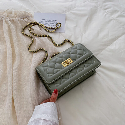

Retro rhomboid chain bag summer ins fresh womens bag new 2019 single shoulder bag slanted small square bag