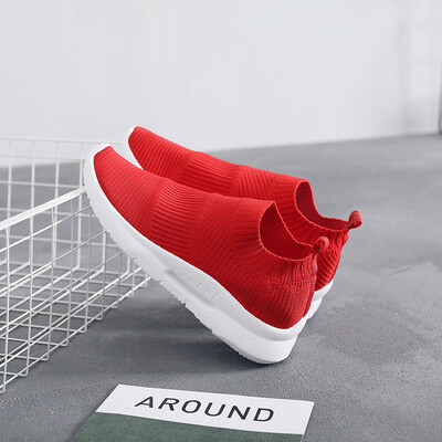 

Women Sneakers Female Knitted Vulcanized Shoes Casual Slip On Ladies Flat Shoe Mesh Trainers Soft Walking Footwear Zapatos Mujer