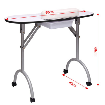 

Durable White Portable & Foldable Beauty Nail Care Desk Manicure Table w Bag
