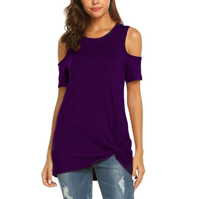 

Starmoon Women Casual Short Sleeve Strapless T-shirt Loose Soild O Neck Top Blouse