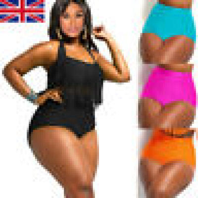 

Womens High Waisted Bikini Swimsuit Bathing Beach Swimwear Bottoms Plus Size UK