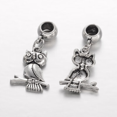 

Owl Tibetan Style Alloy European Dangle Beads Large Hole Pendants Antique Silver 37mm Hole 5mm Pendant 23x18x5mm