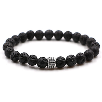 

Men&Women Lava Stone Beads Bracelet Black Zircon Ball Charm Bracelets Bangles Friendship Bracelet