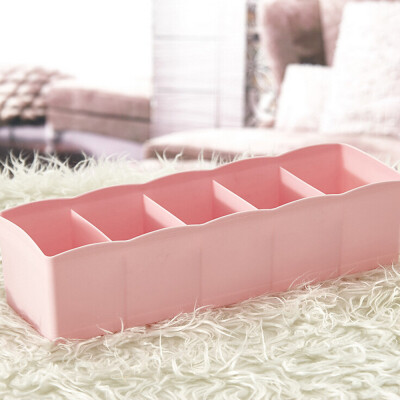 

JPGIF 5 Cells Plastic Organizer Storage Box Tie Bra Socks Drawer Cosmetic Divider BU