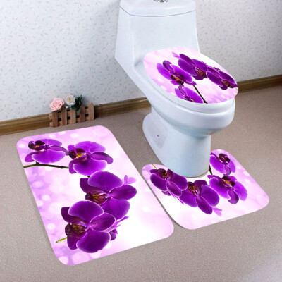 

〖Follure〗3PCS Christmas Bathroom Non-Slip Pedestal Rug Lid Toilet Cover Bath Mat Set