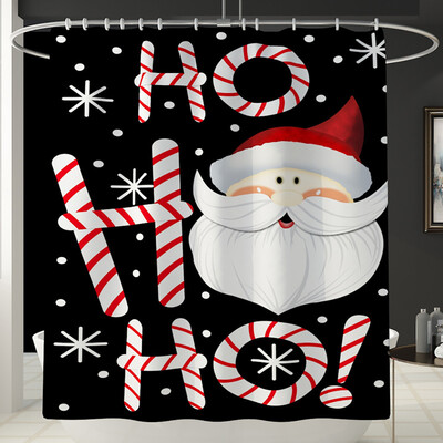 

Tailored Santa Christmas Print Toilet Bathroom Mat And Shower Curtain Four-Piece Set
